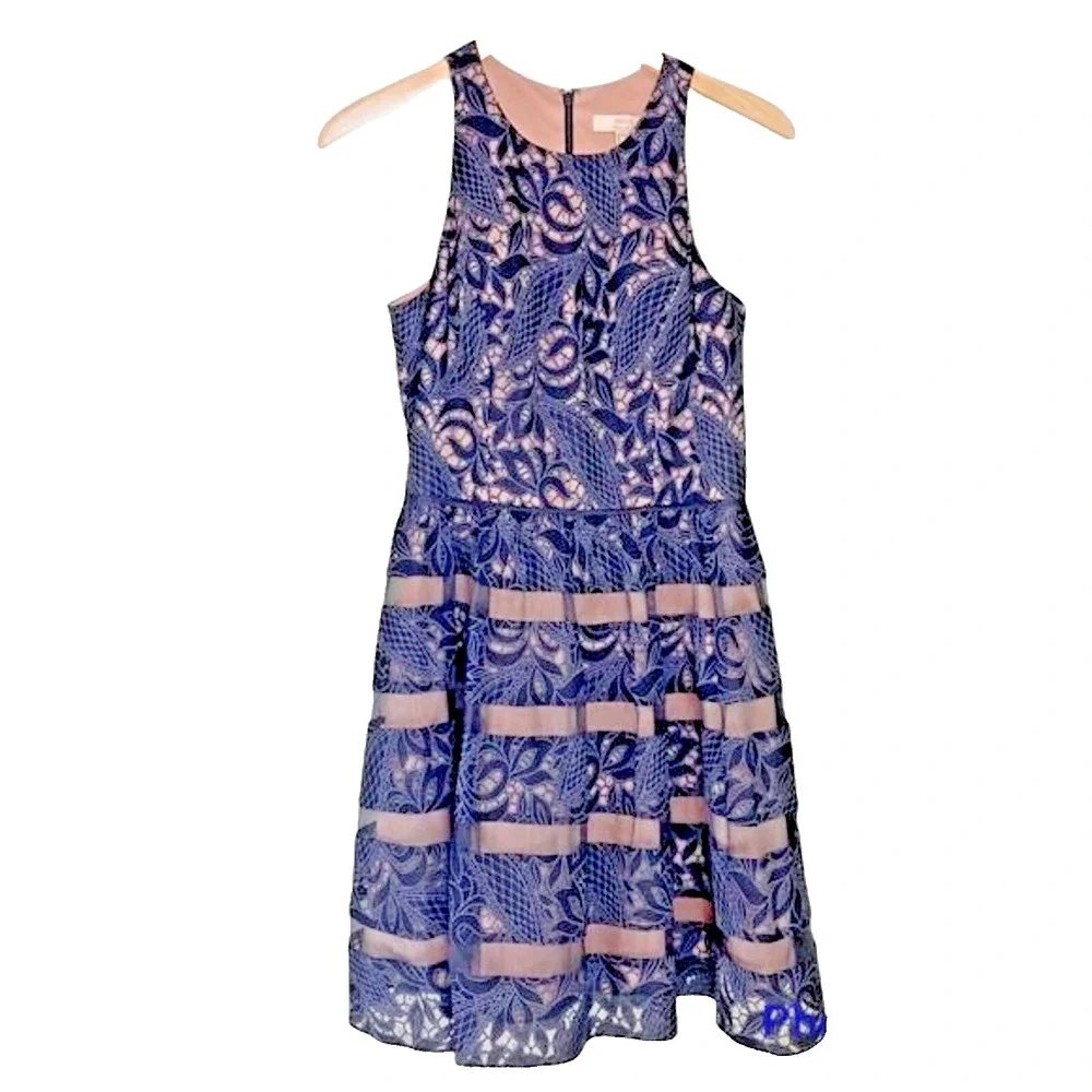 AIDEN MATTOX Black Sheer‎ Lace Dress Mini Party Formal  8 Event Fit Flare Cruise